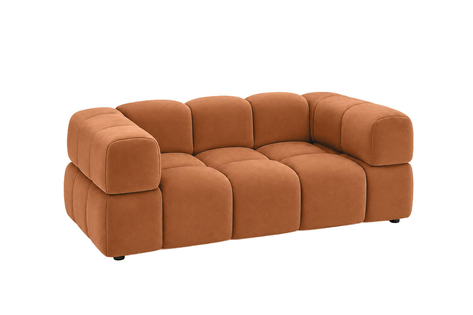 SOFA 2-Sitzer, Couch, Veloursstoff Bluvel, Zimtfarbe, Averro - Orange, Holz (200/70/96cm) - Kaiser Möbel