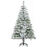 WEIHNACHTSBAUM 150 cm Künstlicher Kieferbaum mit Kunstschnee, 358 Astspitzen - Weiß/Grün, Kunststoff/Metall (150cm) - HOMCOM