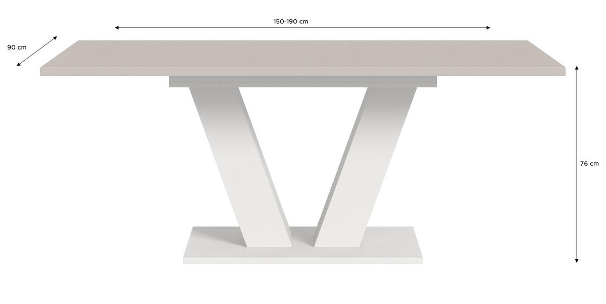 ESSTISCH MOTION (B/H/T: ca. 150/76/90 cm) in Weiß/Kaschmir - Weiß, Holzwerkstoff (90/150/76cm)