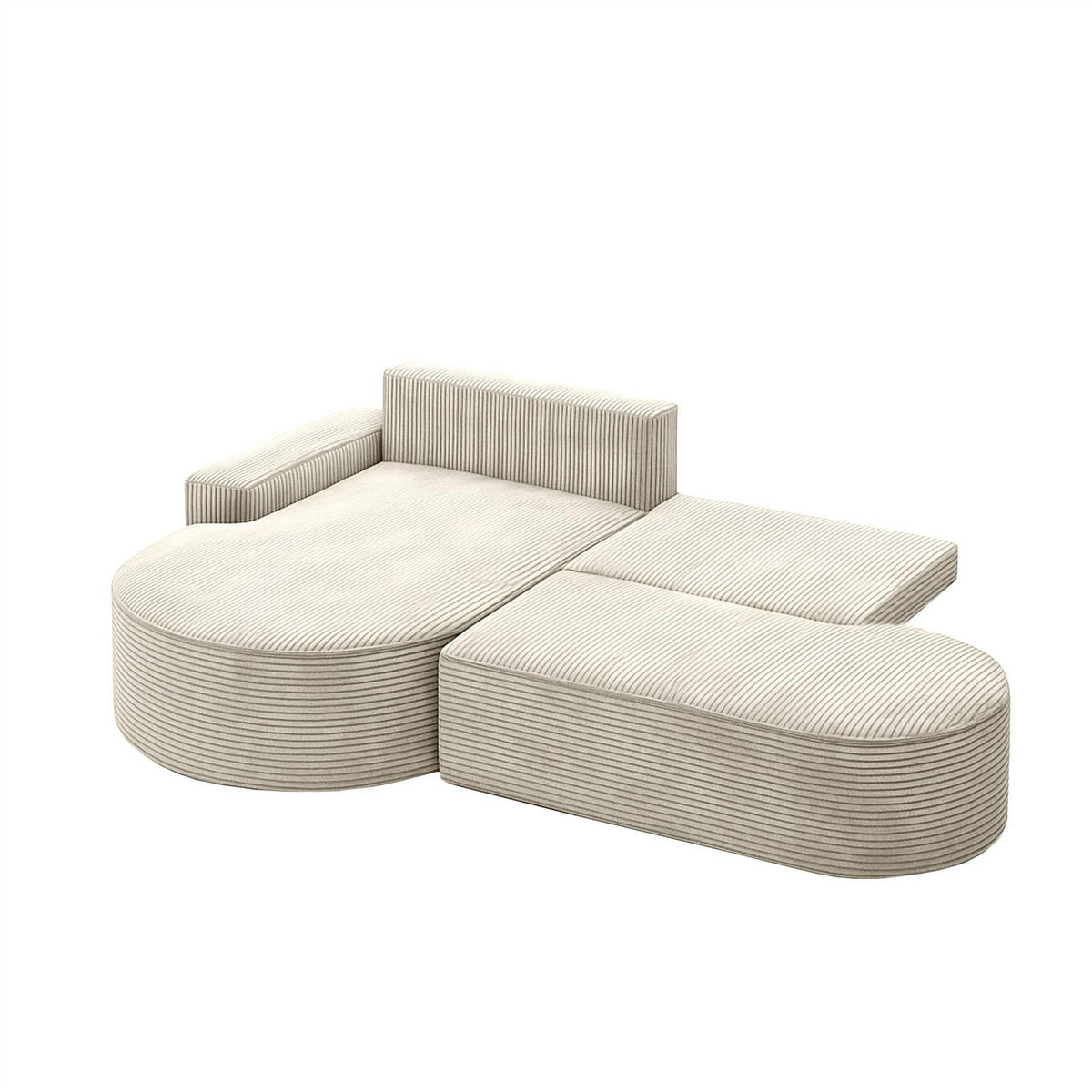 ECKSOFA Venedig Mit Schlaffunktion - Weiß, Holzwerkstoff/Textil (278/179cm) - Fun Möbel