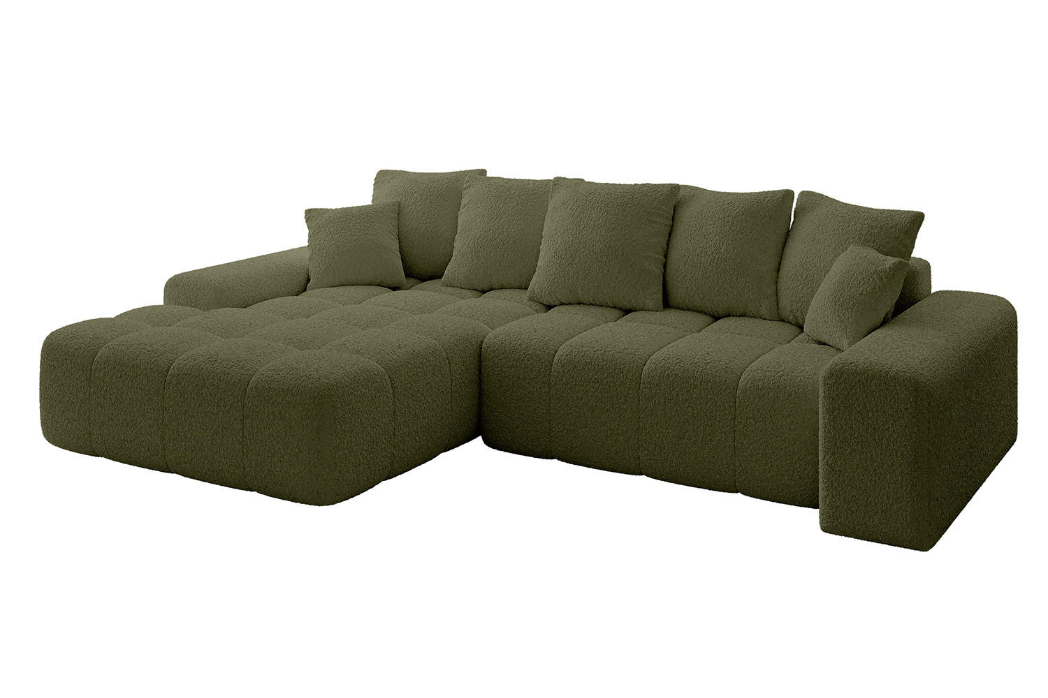 ALTDECOR ROHOVÁ SEDACÍ SOUPRAVA s otomanem vlevo ENSI-L – 267 x 164 x 69 cm olivově zelená