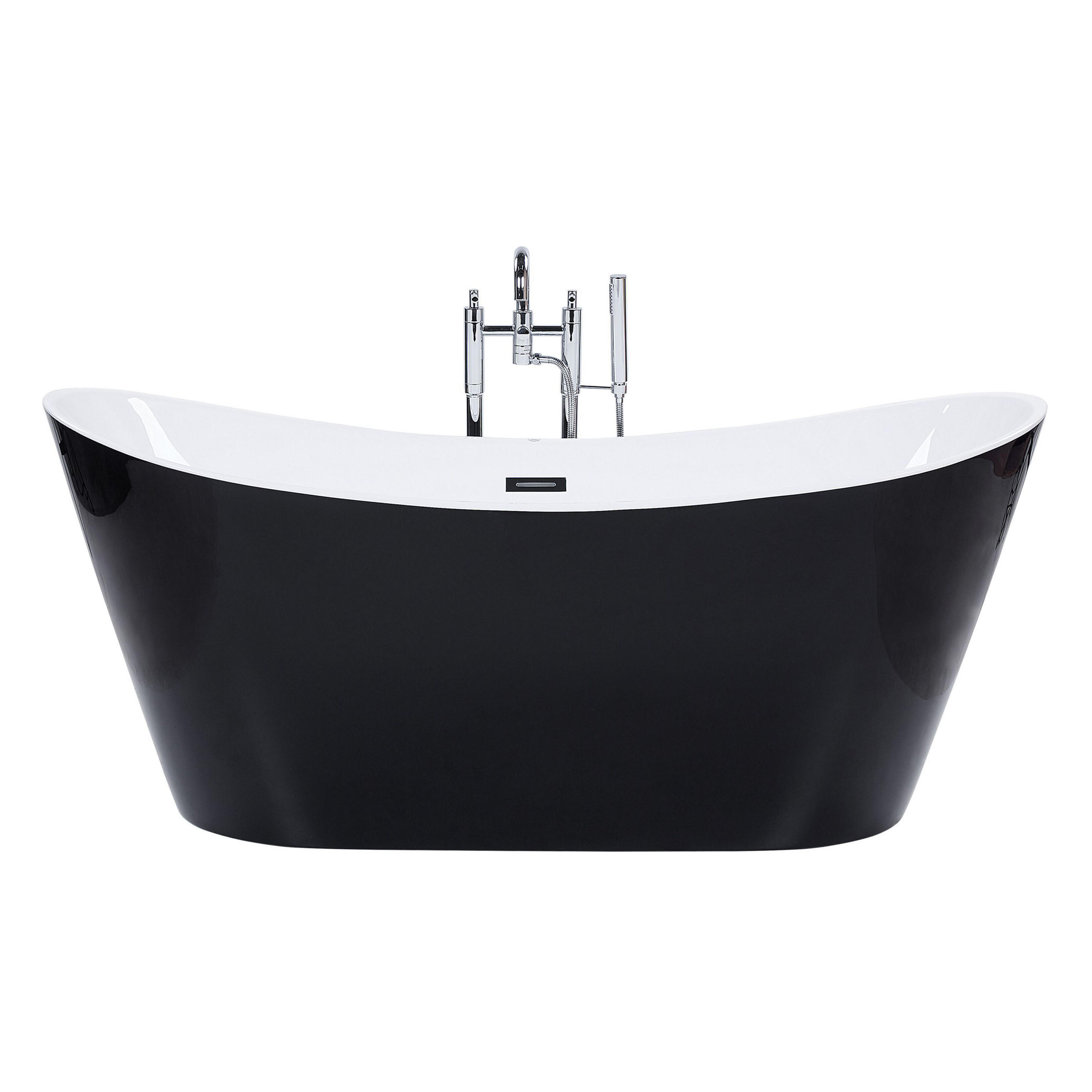 BADEWANNE FREISTEHEND 75x150x72 cm schwarz Antigua - Schwarz, Kunststoff (75/72/150cm) - Beliani