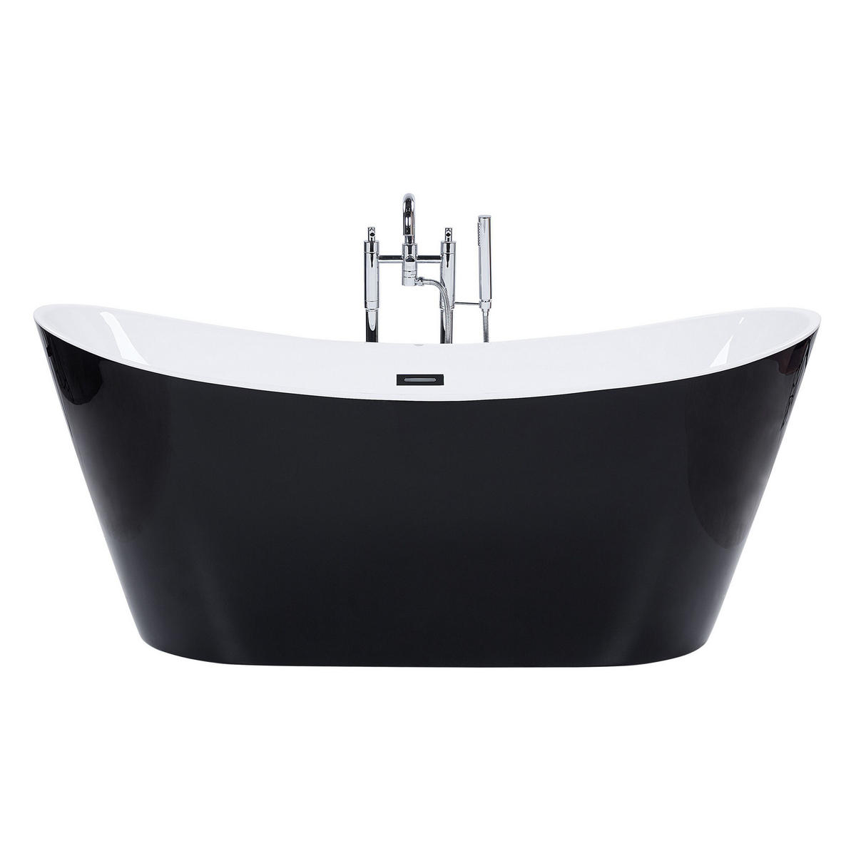 BADEWANNE FREISTEHEND 75x150x72 cm schwarz Antigua - Schwarz, Kunststoff (75/72/150cm) - Beliani