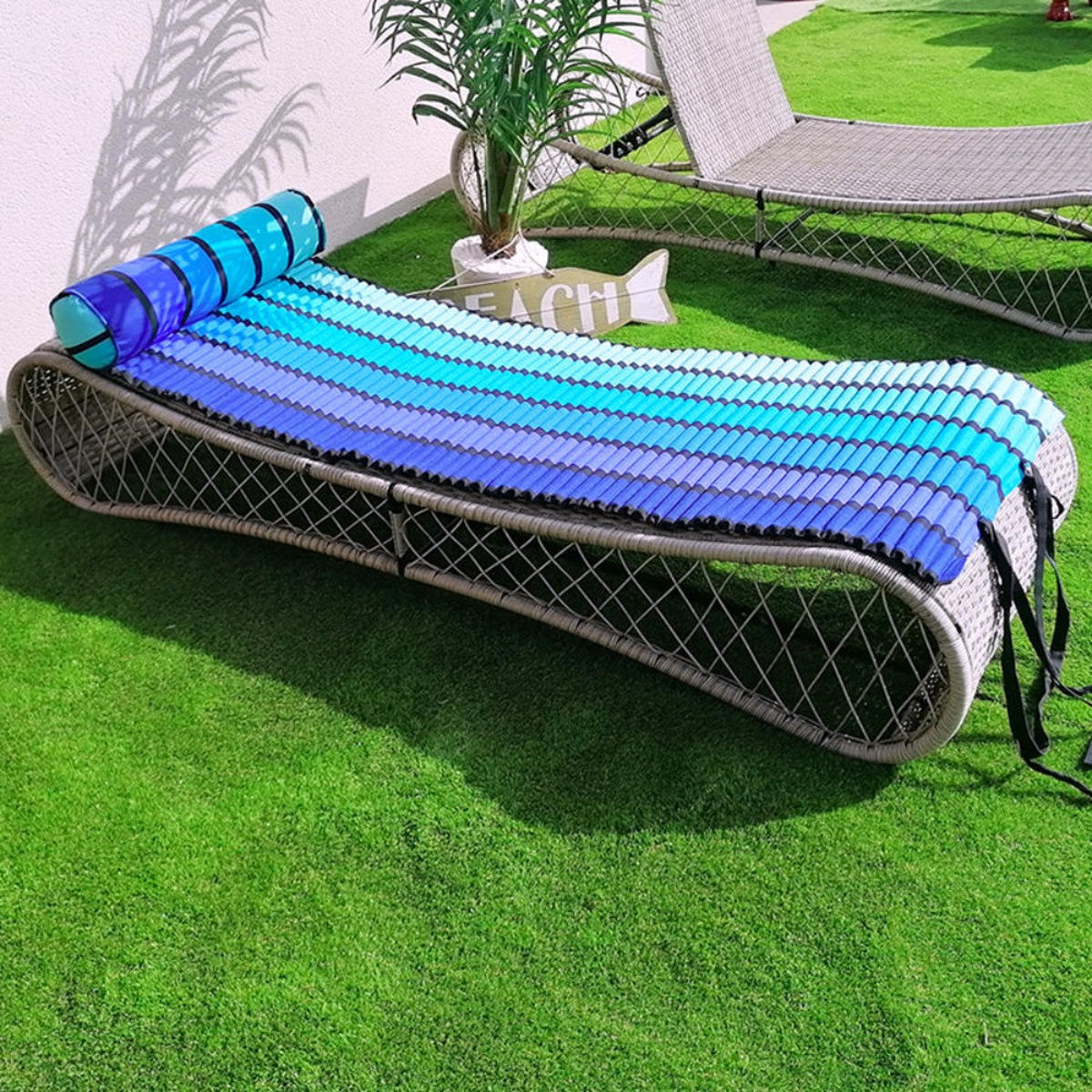 STRANDMATRAZE Happy Blue 60x180 - Blau, Textil (60/180cm) - LE COMPTOIR DE LA PLAGE