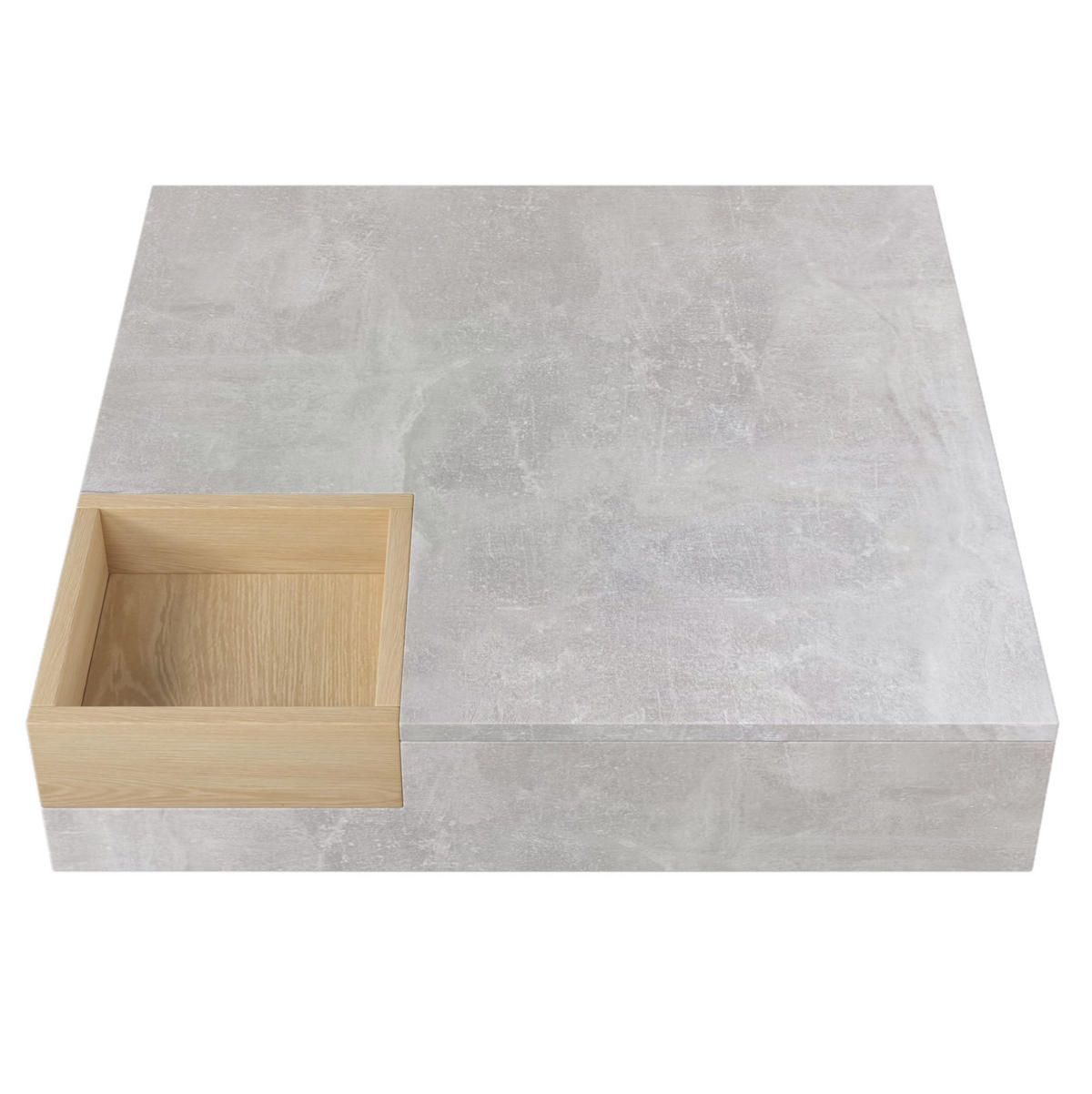COUCHTISCH aus Spanplatte 72x72x30 cm in Grau mit Aufbewahrungsbox - Grau, Holzwerkstoff (72/72/30cm) - Modfu