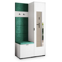 GARDEROBENSCHRANK VIRA 95/181/51 cm Modern Garderobe-Set Weiß - Weiß/Grün, Holzwerkstoff (95/181/51cm) - MASSENO