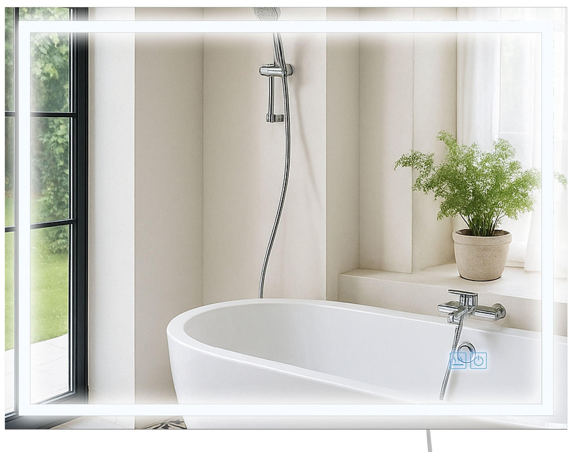 BADSPIEGEL Graz 60x80 Bluetooth 80x3,5x60cm Glas Klarglas Badezimmerspiegel - Klar, Glas (80/60/3.5cm) - DELUKE