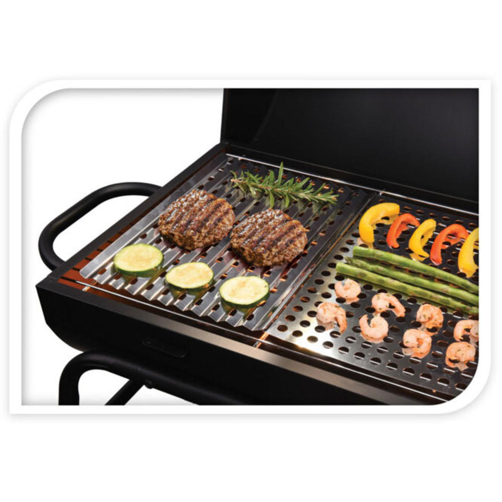 GRILLPLATTE Edelstahl faltbar 46/30 cm - Silberfarben, Metall (30/46cm)