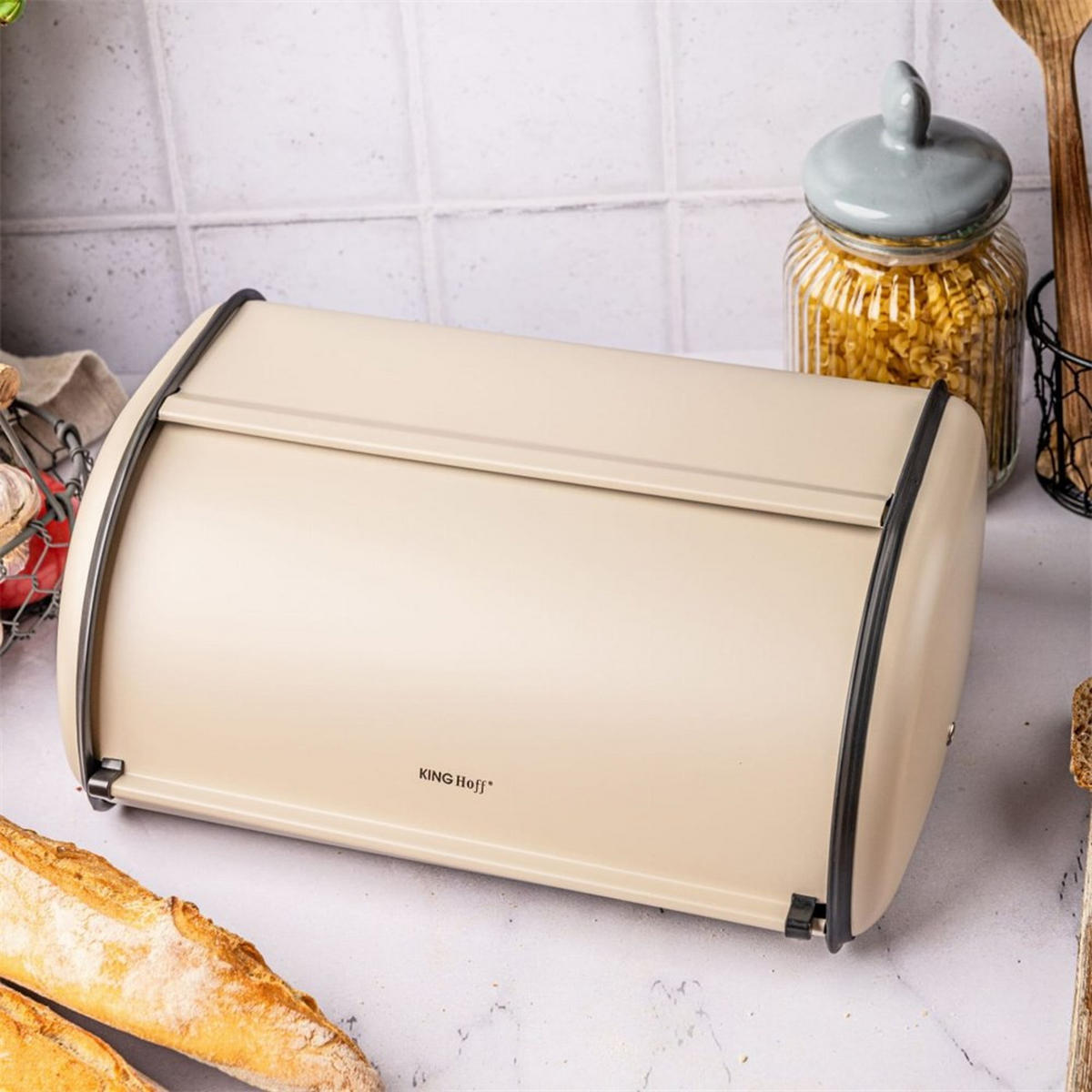 BROTKASTEN Beige 44/27/18.5 cm KH1866 - Beige, Metall (27/18.5/44cm) - Kinghoff 