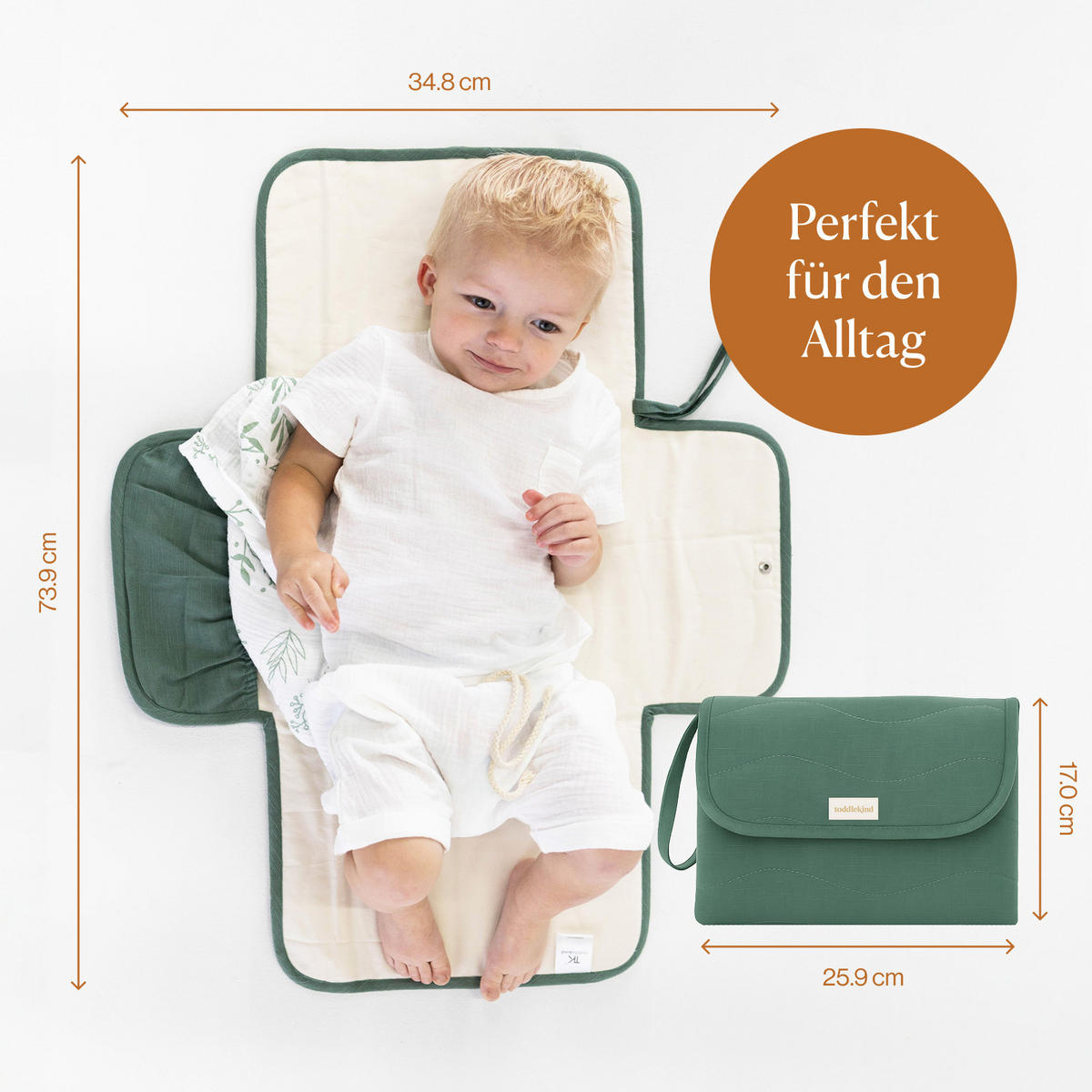 WICKELMATTE Mini Maven grün 35×74 - Olivgrün, Textil (35/74cm)