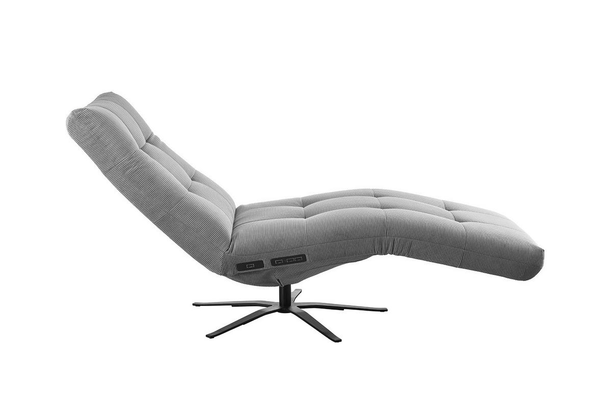 RELAXLIEGE LETICIA Grau Cord - Schwarz/Grau, Textil/Metall (82/115/156cm) - KAWOLA