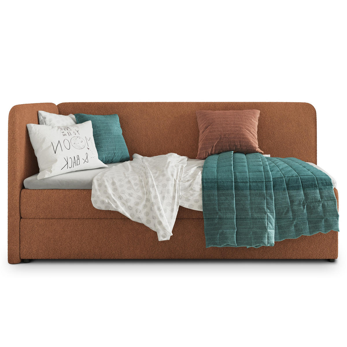 POSTEL BOXSPRING GINA 100x200 cm, s matrací a úložným prostorem, měděná - měděná, kompozitní dřevo/textil (100/200cm) - MASSENO