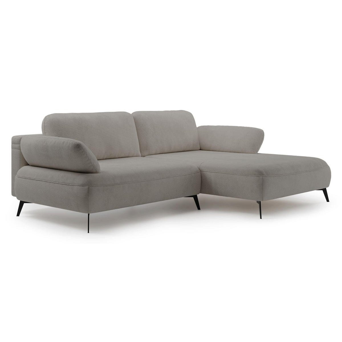 ECKSOFA Avolla Graubeige rechts - Taupe/Schwarz, Textil/Metall (186/284cm) - Selsey
