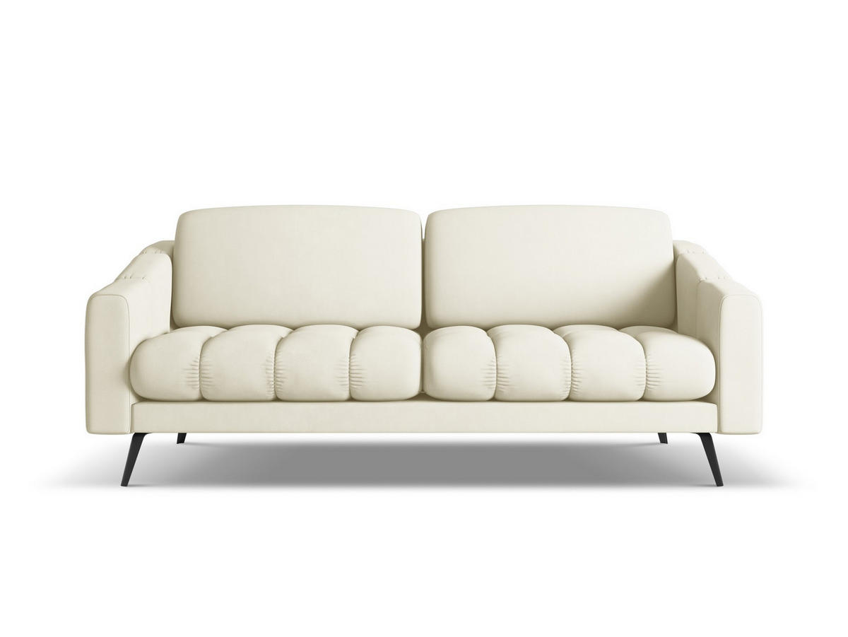 3-SITZER SOFA Chenille Stoff Beige - Beige/Schwarz, Textil/Metall (202/80/95cm) - Makamii