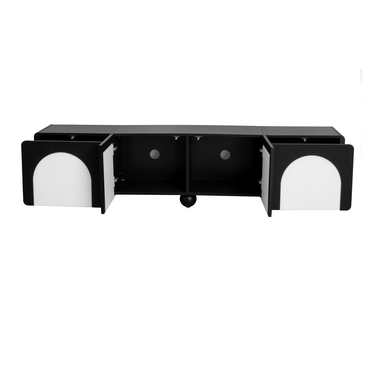 TV-SCHRANK mit 2 Schubladen und 2 Türen 180 x 38 x 45 cm Schwarz Weiß - Schwarz, Holzwerkstoff (38/45/180cm) - Beauniv