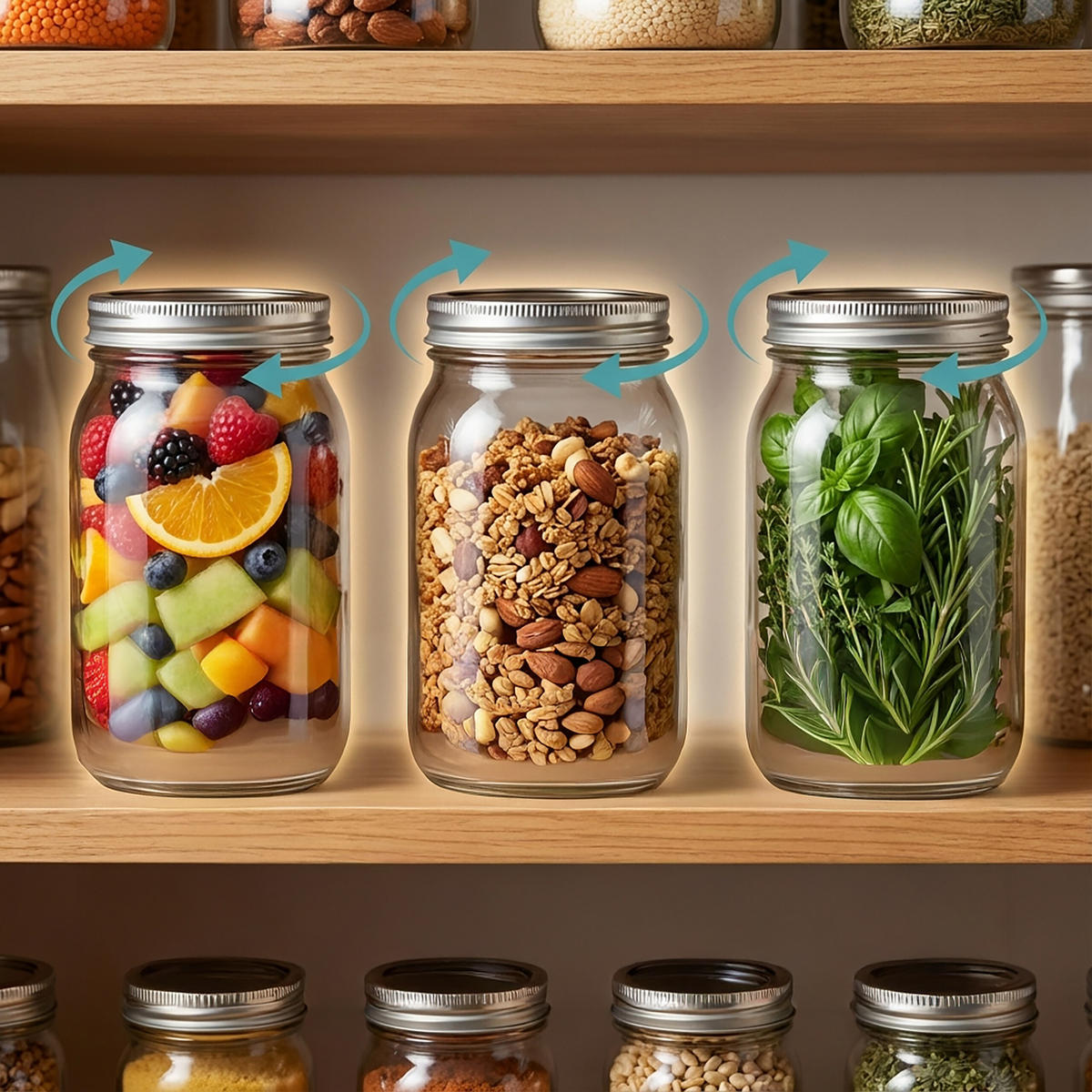 8-DIEL. zaváracie poháre - priehľadné, kov/sklo (0.5L) - Relaxdays