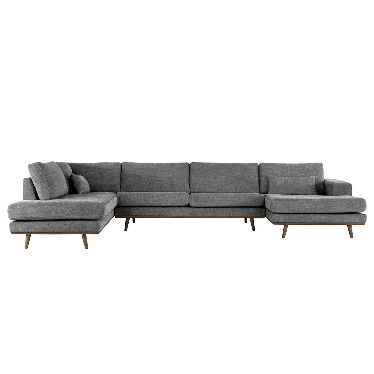 WOHNLANDSCHAFT mit Longchair - Eichefarben/Dunkelgrau, Eichenholz/Holz (371/81/219cm) - home24