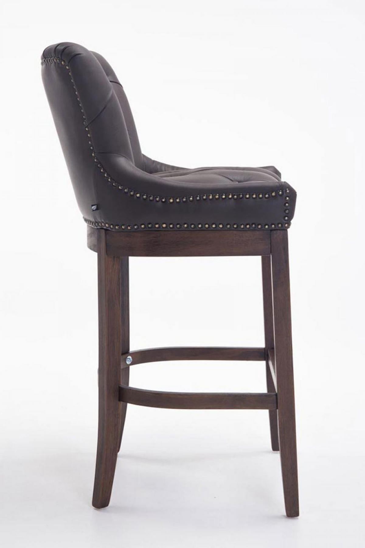 BARHOCKER 2er Set Echtleder braun - Braun, Leder/Holz (55/109/57cm) - CLP