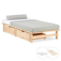 STAURAUMBETT mit Matratze 90/200 cm natur - Braun, Holz (90/200cm) - Homestyle4u