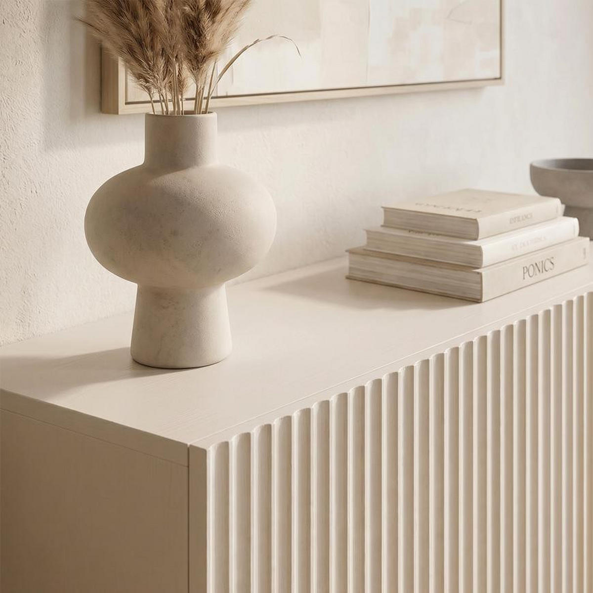 WANDKONSOLE 90 cm beige mit Halterungen - LEYA - Beige, Holz/Holzwerkstoff (90/27/35cm) - Sicaan