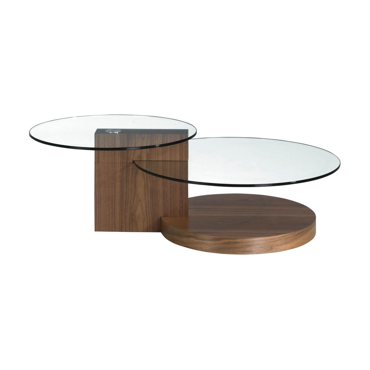COUCHTISCH Runder Glas , Walnuss 120/80/38 cm - Transparent/Nussbaumfarben, Glas/Holz (80/120/38cm) - ANGEL CERDA