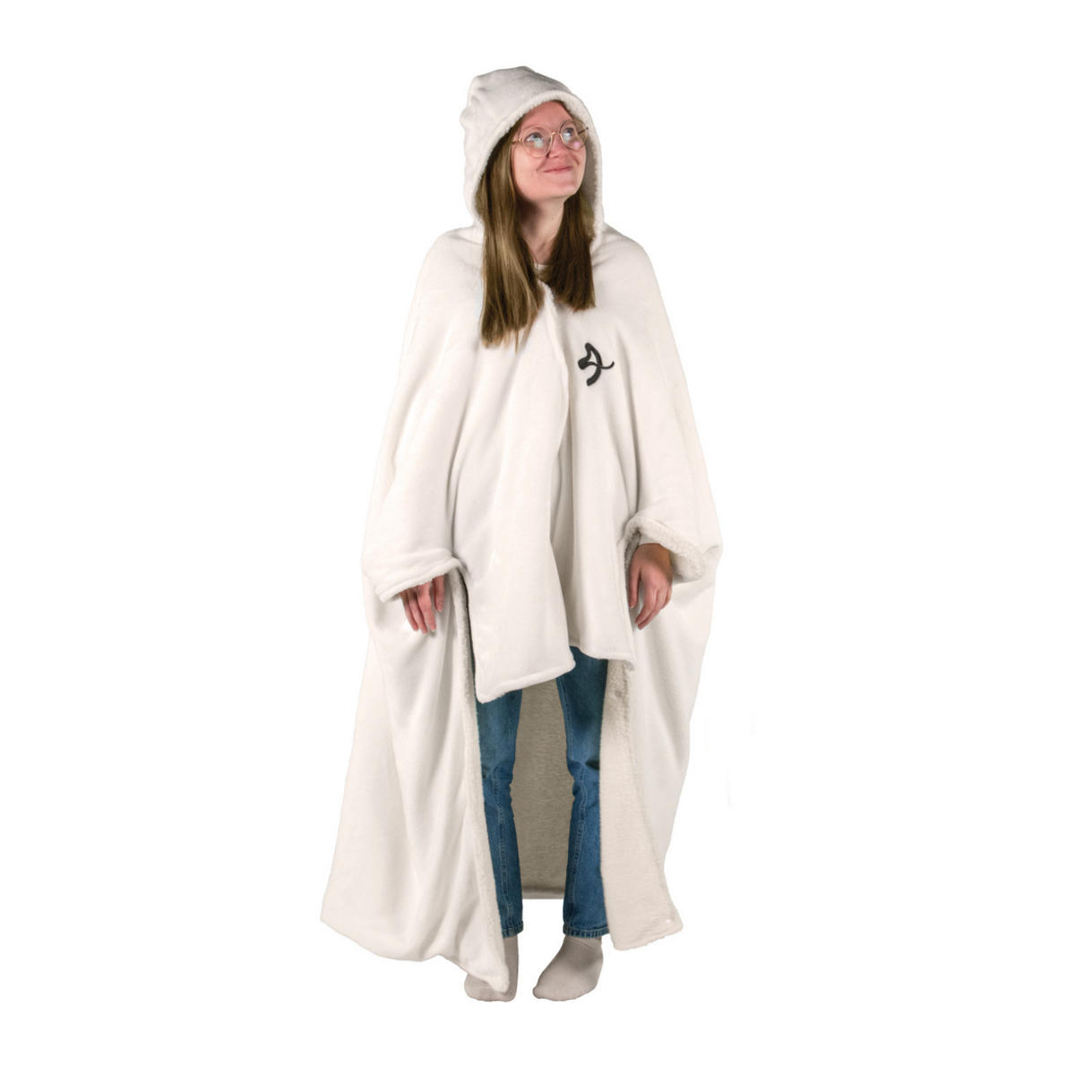 STUHLKUSCHELDECKE Velour/Sherpa Weiß - Weiß, Textil (135/155cm) - Arozzi