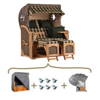 STRANDKORB Komplettset Düne - Braun/Grau, Naturmaterialien/Metall (125/170/80cm) - Mr. Deko