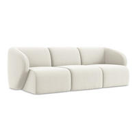 3-SITZER SOFA Samt Stoff Beige - Creme/Schwarz, Holzwerkstoff/Kunststoff (244/75/94cm) - Makamii