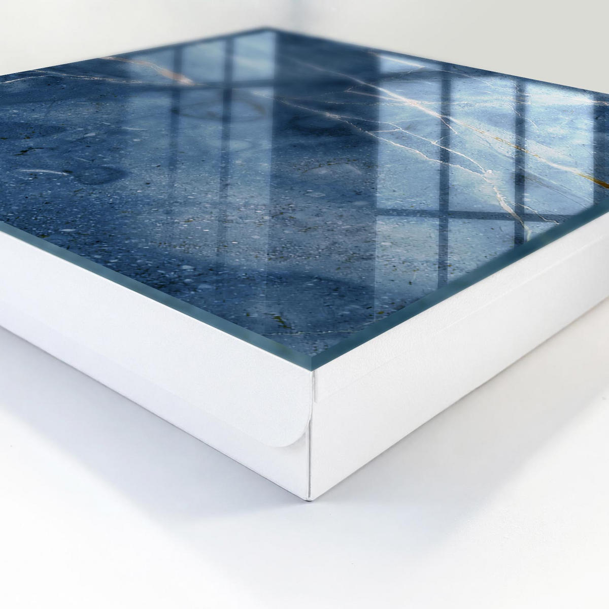 SCHLÜSSELBOX Weiß 30x30 cm – Türöffnung nach rechts - Blauer Marmor - Blau, Metall (30/30/5cm) - TULUP