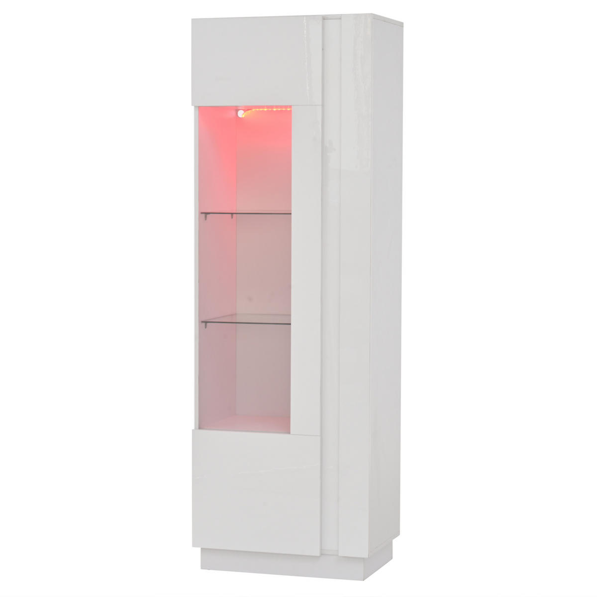 VITRINE 60/40/180 cm in Weiß mit LED-Beleuchtung und Acryltür - Weiß, Holzwerkstoff (60/180/40cm) - Flora Grace