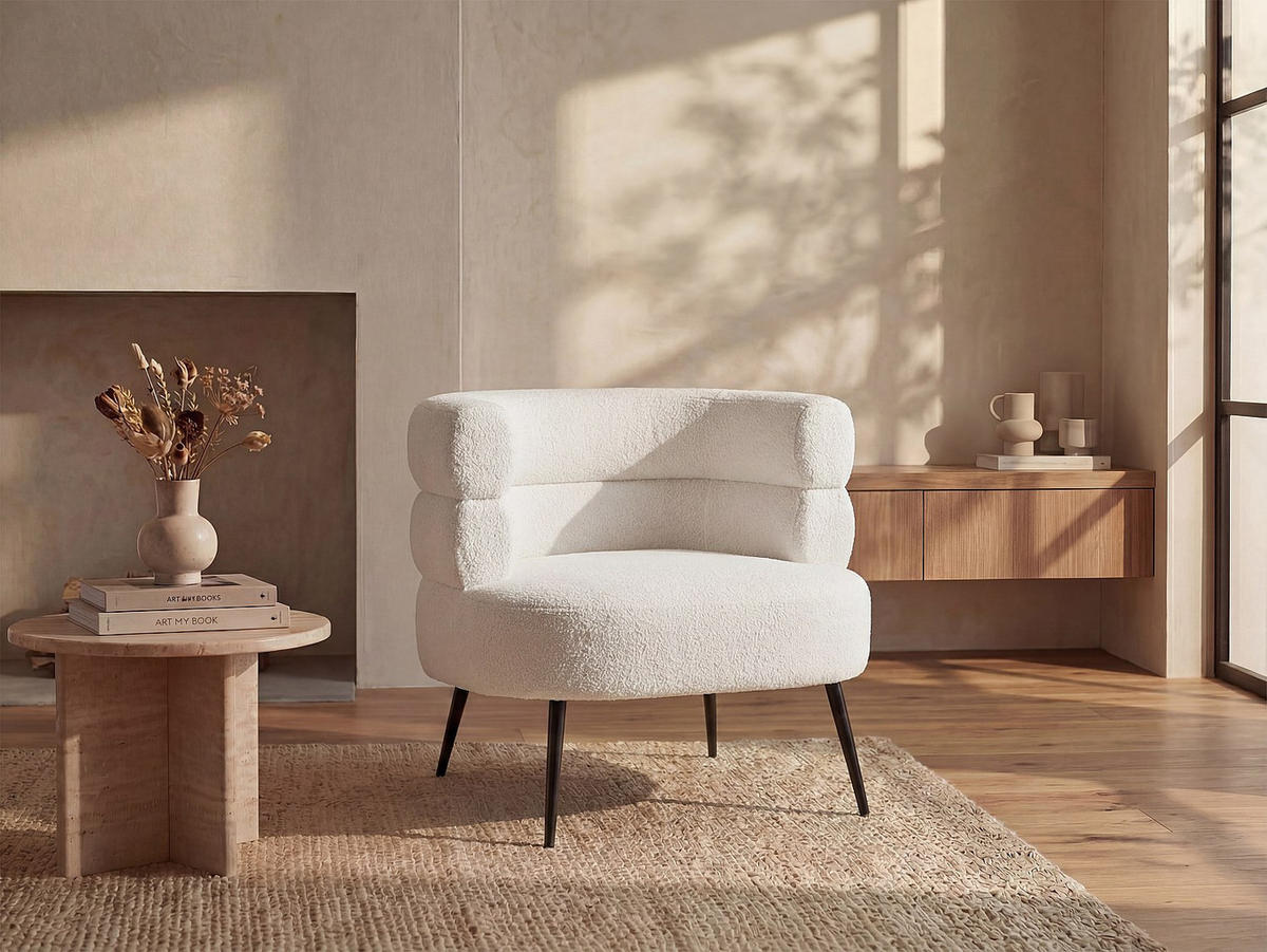 SESSEL mit gerader Rückenlehne - 1 Person - Stoff - Weiß - - Weiß, Textil (80/73/74cm) - Vente-Unique