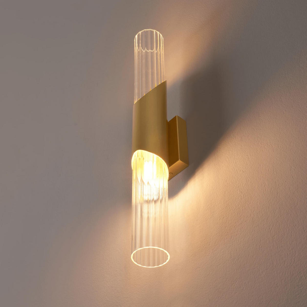 WANDLEUCHTE Capriano, Transparent und Goldfarben, 56cm - Goldfarben, Glas (12/56/9.5cm) - KOSILUM