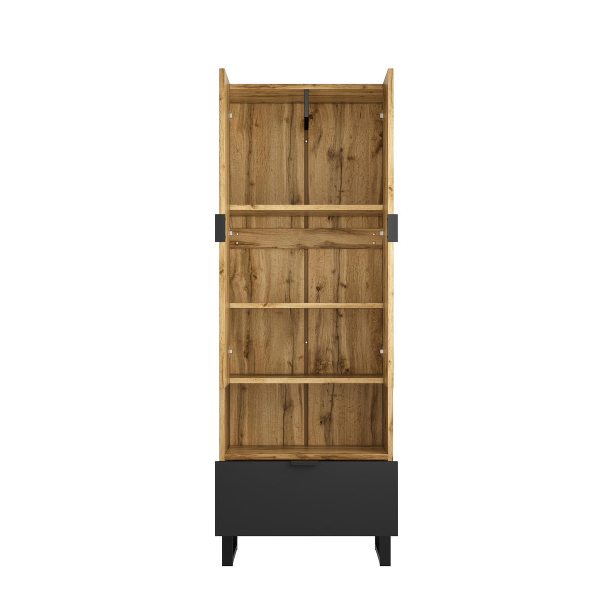 GARDEROBENSCHRANK mit Kleiderstange 180 x 65 x 38 cm Schwarz/Eiche - Braun, Holzwerkstoff (38/65/180cm) - Beauniv