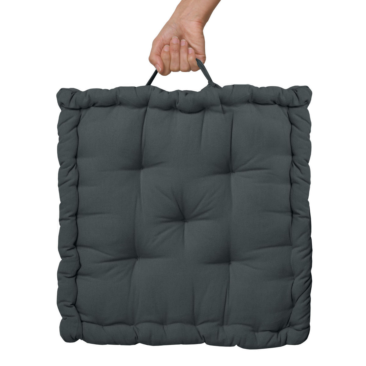 STUHLKISSEN Mila 50/50/10cm Anthrazit - Anthrazit, Textil (50/50/10cm) - Beautissu 