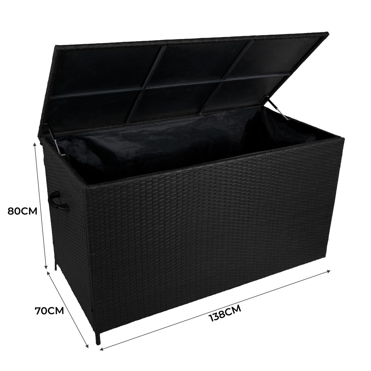 KISSENBOX Rattan - Schwarz - Schwarz, Naturmaterialien (138/1/70cm) - Monstershop