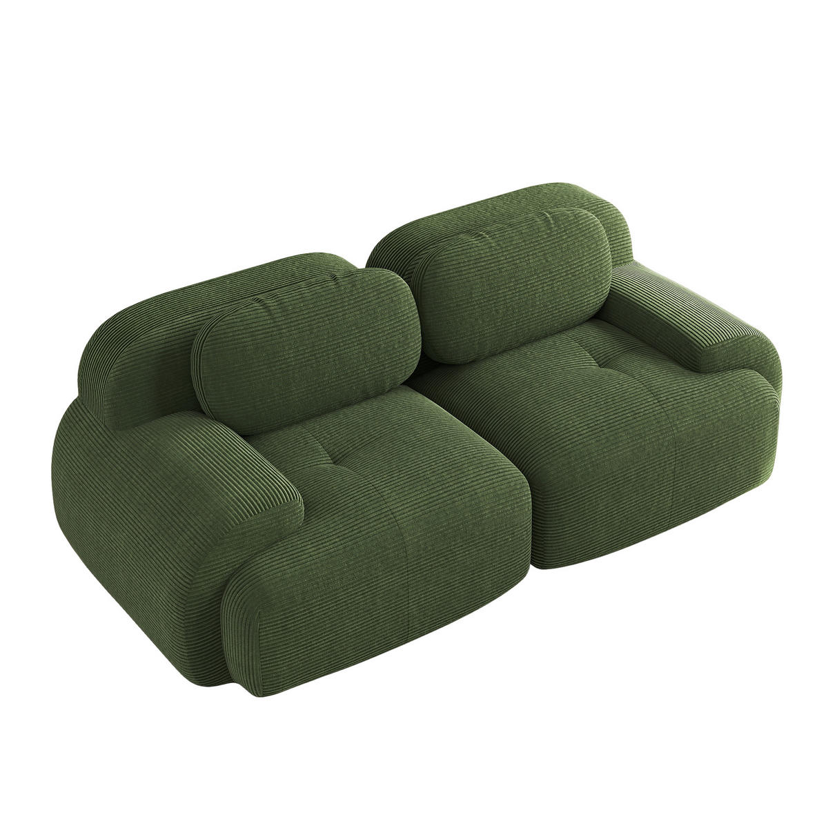 2-SITZER-SOFA in Premium-Cord Montagefrei - Grün, Textil (208/75/103cm) - Urban Meuble