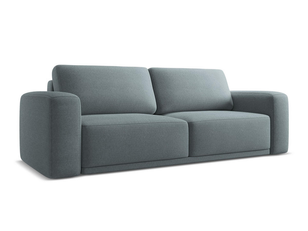 3-SITZER SOFA mit Schlaffunktion Chenille Stoff Blau - Blau/Blaugrau, Kunststoff/Textil (242/91/100cm) - Makamii