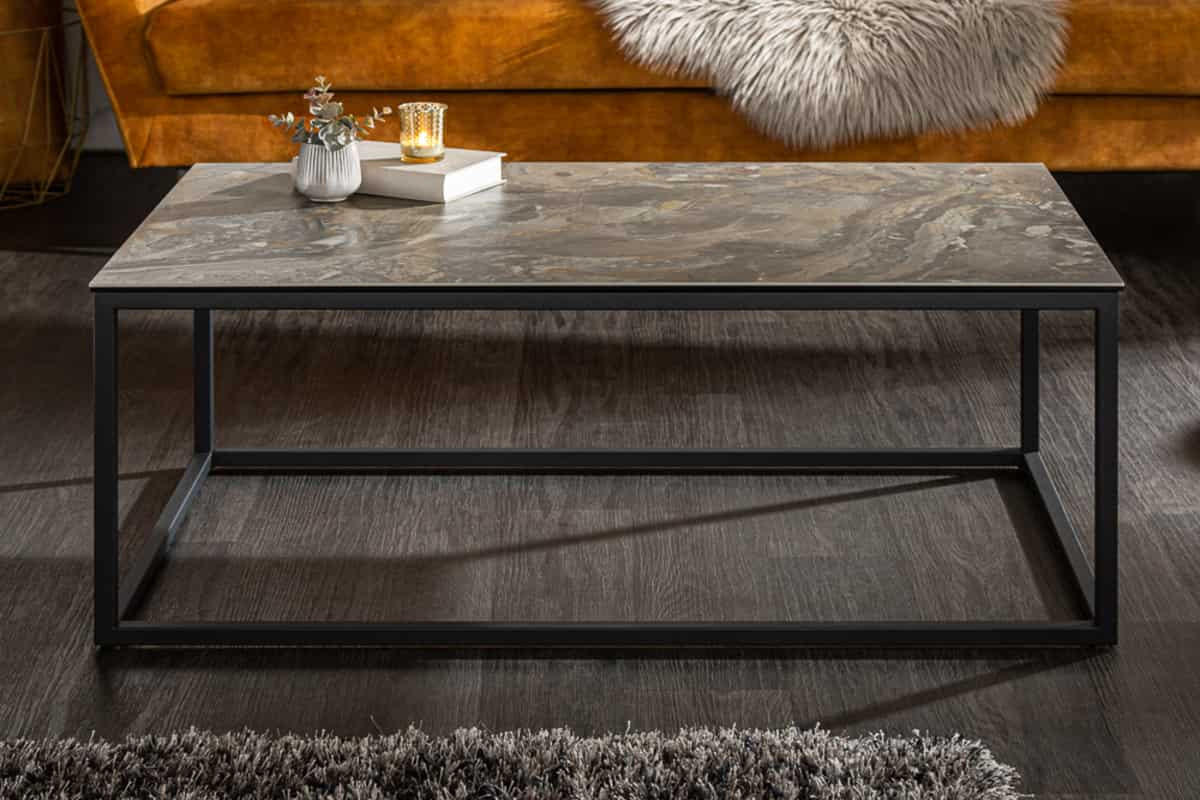 COUCHTISCH SYMBIOSE Marmor rechteckig Braun|Grau|Taupe 100cm - Taupe/Braun, Glas/Keramik (60/100/40cm) - riess-ambiente