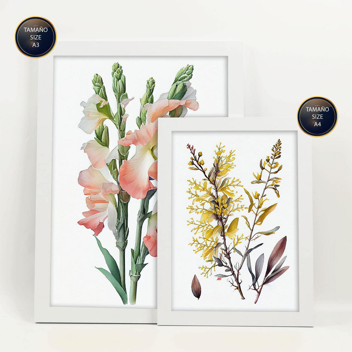 POSTER Set Mit 6 Wildblume Größe A3 & A4 Weißer Rahmen - Weiß, Papier (29.7/1cm) - Nacnic