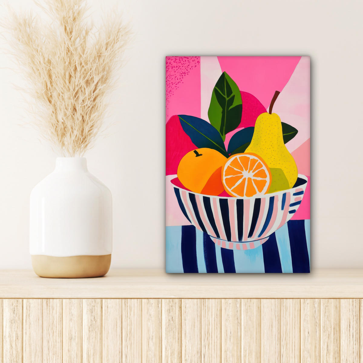 LEINWANDBILD Obst - Abstrakter Hintergrund - Rosa Deko Wohnzimmer 20x30 cm - Pink, Textil (20/30cm) - MuchoWow