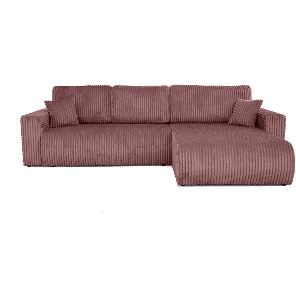 ECKSCHLAFSOFA Porto mit universelle Ottomane, Rosa - Schwarz/Rosa, Textil (288/190cm) - Beautysofa