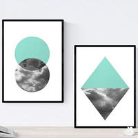 POSTER Set Mit 4 Geometrisch Formen A4 Schwarzer Rahmen - Schwarz, Papier (29.7/3cm) - Nacnic