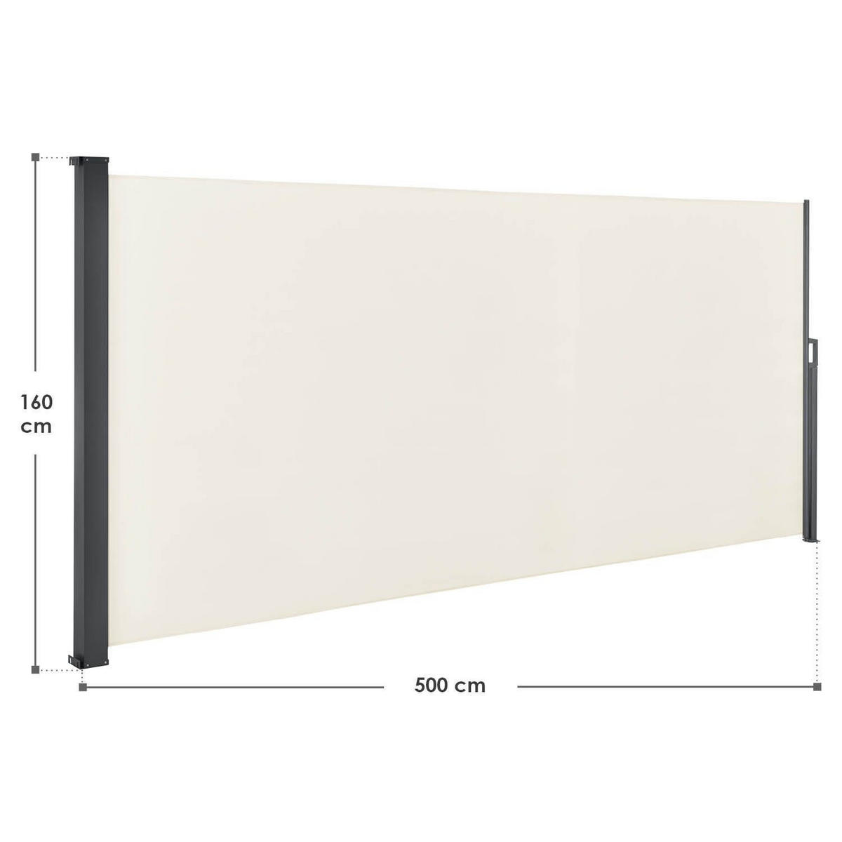 SEITENMARKISE Dubai beige 500x160 cm - Beige, Kunststoff (500/160/500cm) - Juskys
