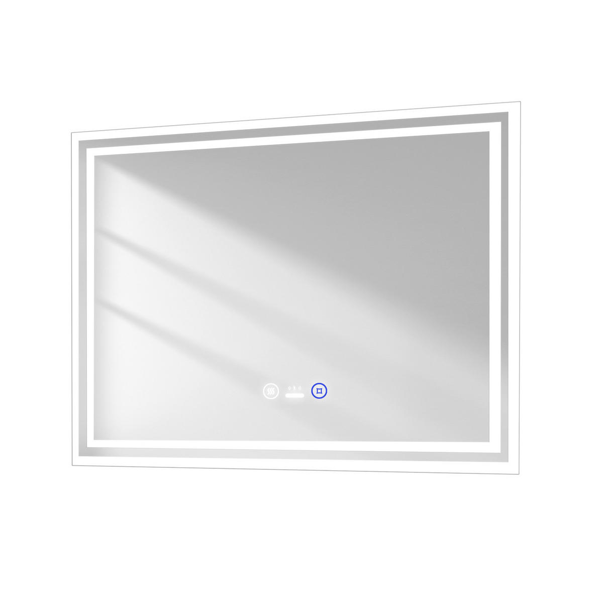 BADSPIEGEL mit Beleuchtung mit Bewegungssensor, 80/60/3,5 cm - Weiß, Glas (60/3.5/80cm) - EMKE