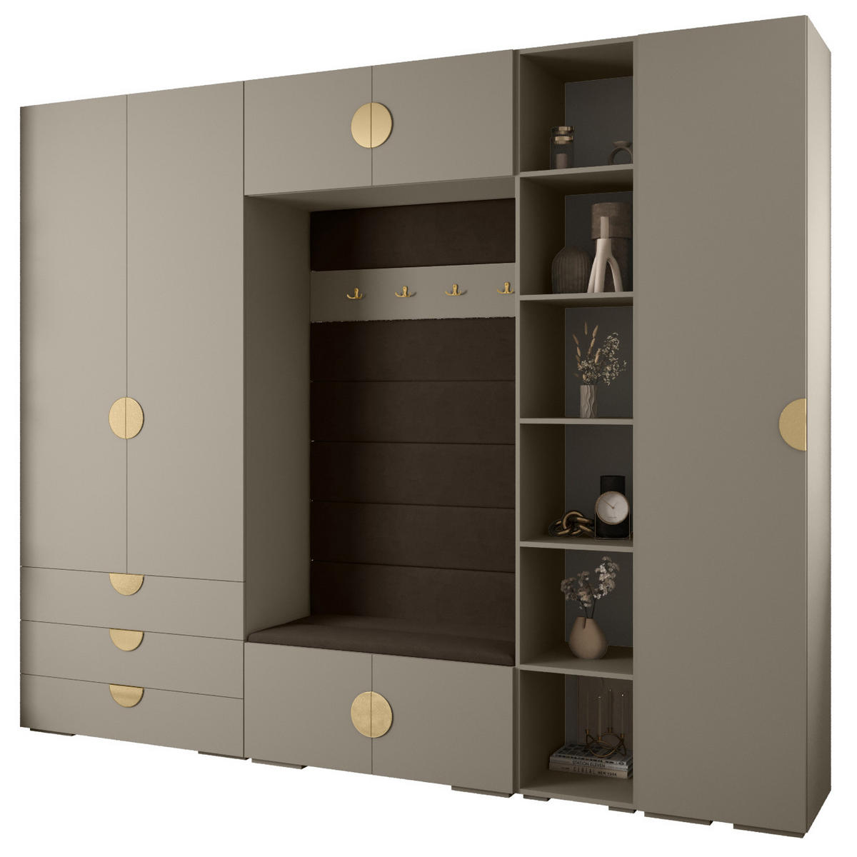 GARDEROBEN-SET 236,7/290/47 - Kaschmir/Goldfarben, Holz/Kunststoff (290/236.7/47cm) - Abiks Möbel