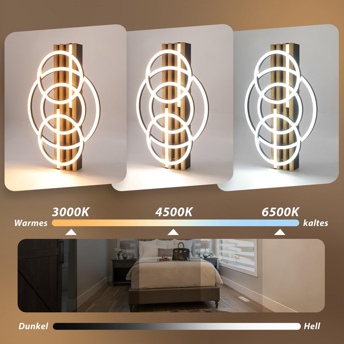 LED DECKENLEUCHTE Trisal 50/32/10.3 cm - Schwarz, Holz/Metall (50/32/10.3cm) - ZMH