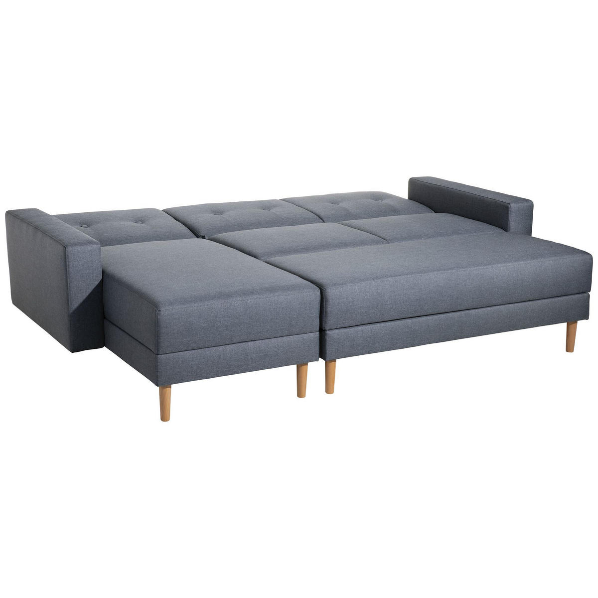 FUNKTIONSSOFA mit Hocker Kattie Flachgewebe denim - Flieder, Kunststoff (144/230cm) - 58aufmkessel