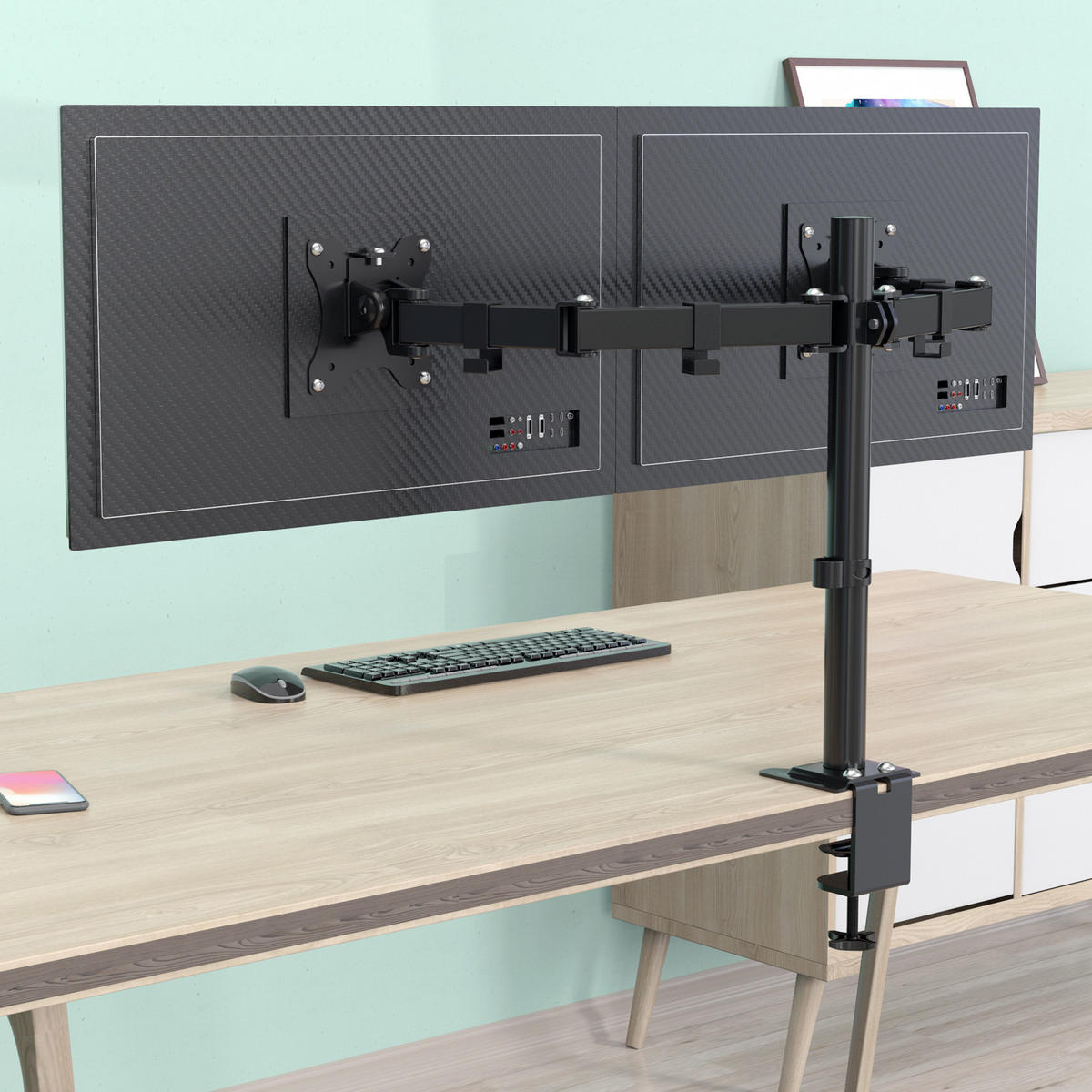 MONITORHALTERUNG Mokpo 2-tlg. - Schwarz, Metall (7/81/40cm) - SVITA