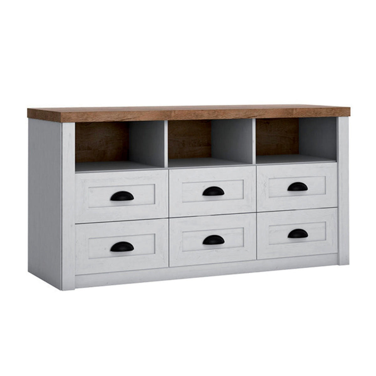 SIDEBOARD Léandre Weiß und Holz - Weiß, Holzwerkstoff (130.2/68.1/43.3cm) - Petits-meubles
