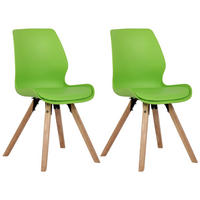 STUHL 2er Set Kunststoff grün - Eukalyptusholzfarben/Grün, Holz/Kunststoff (48/87/58cm) - CLP